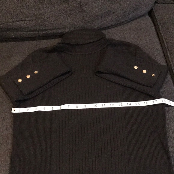 Anne Klein Black Sweater Dress with Turtleneck and Gold Button Detail-Size L - Picture 8 of 9